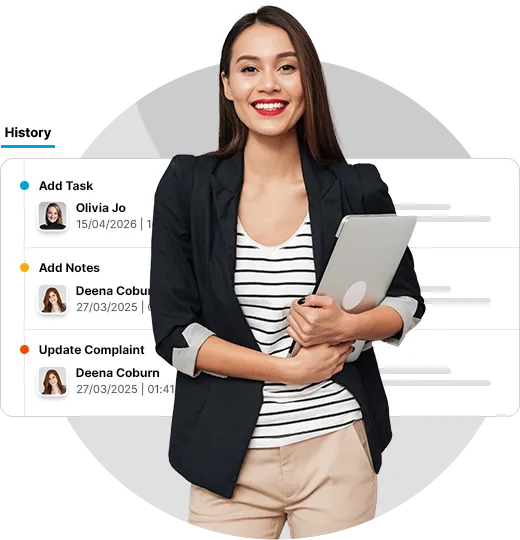 Complete audit trail showing incident updates, actions and user activity history