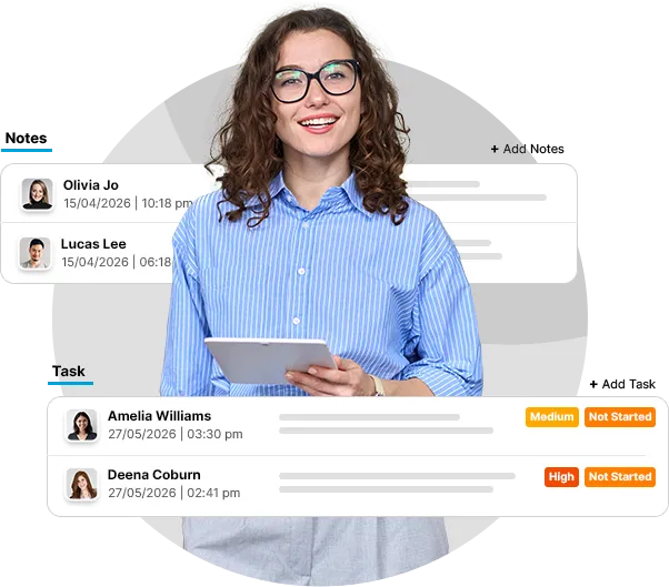 Incident record with notes, actions and task management workflow