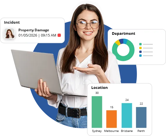 Dashboard Displaying Report Status Tracking From Submission Through Final Resolution.